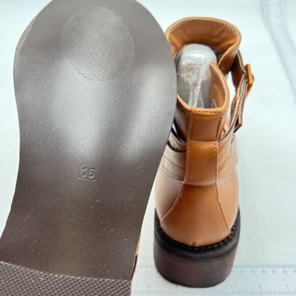 Women's Ankle Boots Flat Boots Buckle Short Booties for Women Brown - Picture 5 of 7